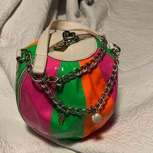 Betsey Johnson Pink, Green, and Orange Crossbody Bag